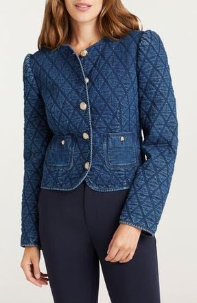 Cinq &agrave; Sept Gretchen Quilted Denim Jacket in Medium Wash at Nordstrom Rack, Size Large