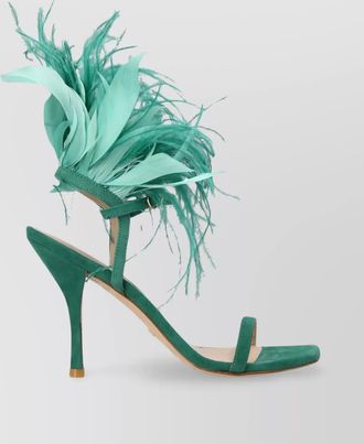 Stuart Weitzman suede leather plume sandals