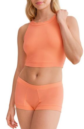 Fleur't Crop Top in Papaya Rib at Nordstrom, Size X-Small