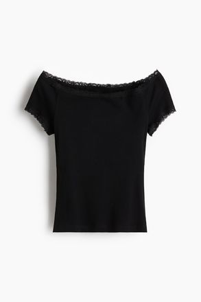H&M Off-Shoulder-Shirt - Schwarz