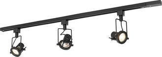 QAZQA Qazqa Industrial Sistema De Riel Industrial Con 3 Focos Monof&aacute;sicos Negros - Suplux Aluminio /acero /pl&aacute;stico Alargada Adecuado Para Led Max. 3 X 50 W
