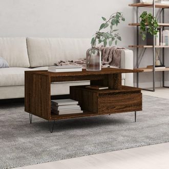 vidaXL Vidaxl - Mesa De Centro Madera Contrachapada Roble Marr&oacute;n 90x49x45 Cm