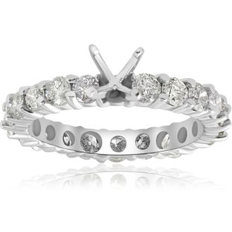 Pompeii3 2ct Diamond Eternity Semi Mount Engagement Ring 14K White Ring Size Selectable