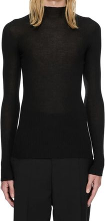 Rick Owens Ribbed Fitted High-Neck Turtleneck