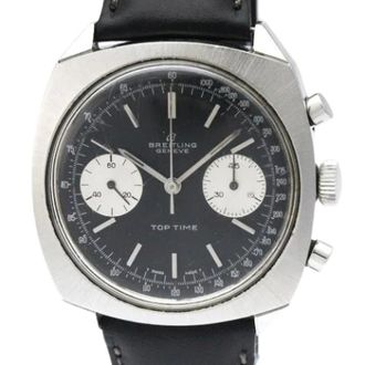 Breitling Pre-owned Top Time 2011 Polshorloge - Heren - Pre-owned - Zwart - Maat: ONE Size Leer