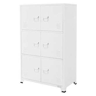 ML Design Archivador de oficina blanco con 3 compartimentos 75x40x120,5cm