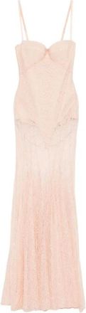 Elisabetta Franchi Lange kanten jurk - Dames - Avondkleed - Beige - L - Kleedjes