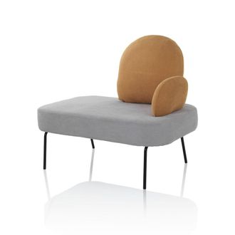 Aquadesign Banco de metal y tela gris y amarilla