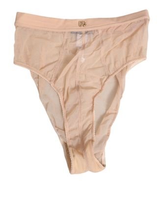 Dolce & Gabbana Beige Sheer Mesh High Waist Panty Womens Underwear
