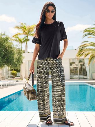 Heine T-Shirt HEINE Shirt, Damen, Gr. 34, schwarz, 95% Polyester, 5% Elasthan, unifarben, Rundhals, Shirts T-Shirt