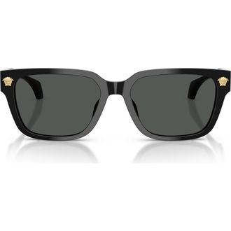 Versace 56mm Rectangular Sunglasses in Black/dark Grey at Nordstrom