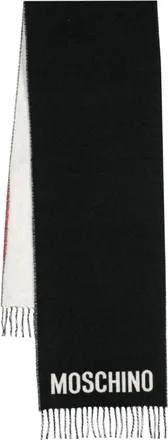 Moschino logo-intarsia wool scarf - women - Polyamide/Alpaca Wool/Wool - One Size - Black