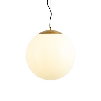 QAZQA Moderno L&aacute;mpara Colgante Escandinava De Cristal Opalino 40 Cm - Ball 40 Vidrio /acero Esfera Adecuado Para Led Max. 1 X 60 Watt - Qazqa