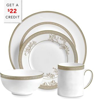 Wedgwood Vera Wang For Wedgwood 4Pc Lace Gold Setting With $22 Credit