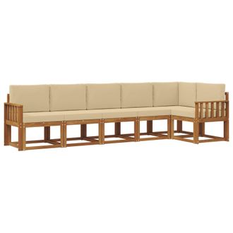 vidaXL Conjunto De Sof&aacute;s De Exterior Con Coj&iacute;n 6 Pcs Natural Y Beige Vidaxl