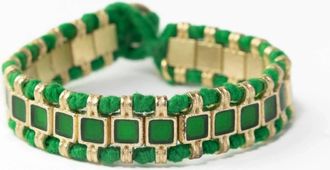 Ink+Alloy Womens Josie Enamel Small With Loop Latch Leaf Bracelet In Green
