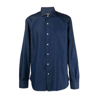 Barba Klassiek Denim Overhemd - Heren - Spijkeroverhemden - Blauw - 4XL - Denim - Overhemden