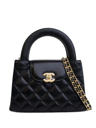 Chanel 2021-2025 Kelly mini-shopper van verweerd kalfsleer - Zwart