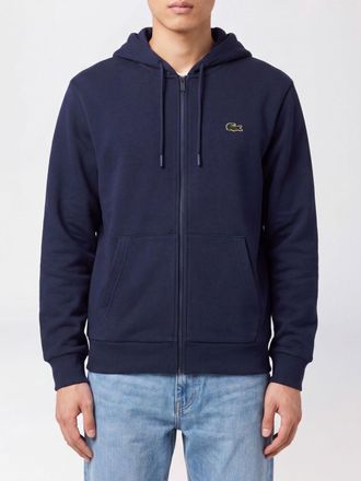 Lacoste Felpa con cappuccio e zip in misto cotone con logo applicato