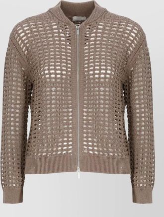 PESERICO crewneck sequin cotton knit cardigan