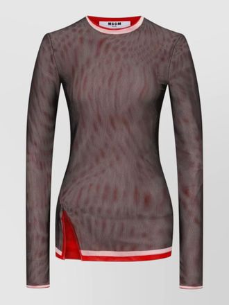 Msgm sheer long sleeve top with contrast trim