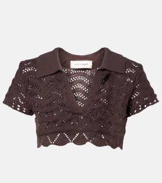 Bananhot Coco open-knit cotton-blend crop top