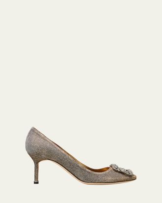 Manolo Blahnik Hangisi Flannel Fabric 70mm Pump