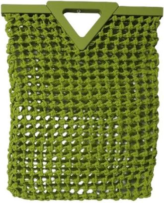 Bottega Veneta Pre-owned Handbags, female, Green, Size: ONE SIZE Pre-owned Point Macram&eacute; Tote