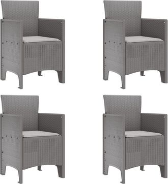 vidaXL Garden Chair 4 pcs Light grey 53 x 49 x 85 cm pp Vidaxl
