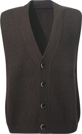 Nine In The Morning V-hals Vest - Heren - V-hals truien - Bruin - M - Wol - Truien & Vesten