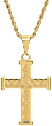 HMY Jewelry Mens 18K Gold Plated Stainless Steel Cross Pendant Necklace at Nordstrom Rack