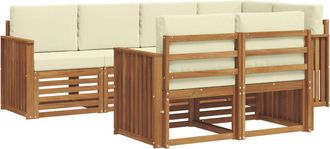 vidaXL Conjunto De Sof&aacute;s De Exterior 7 Uds. Natural Y Crema Poli&eacute;ster Vidaxl