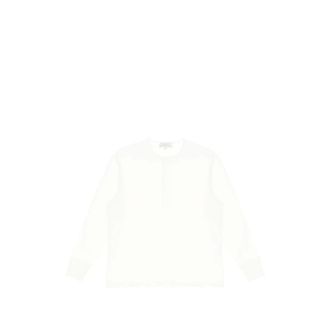 STUDIO NICHOLSON Long Sleeve Tops, male, White, Size: XL Button-Detail Long Sleeve Sweater