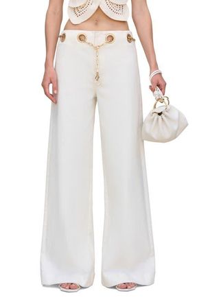 Cult Gaia Sydney Belted Grommet Wide Leg Pants in Off White at Nordstrom, Size 30