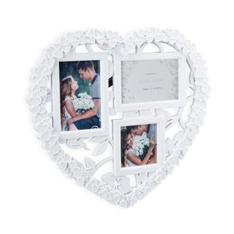 Relaxdays Relaxdays - 2 Marcos Fotos M&uacute;ltiples Coraz&oacute;n, Polipropileno-cristal, 8 X 41,5 X 2 Cm, Blanco
