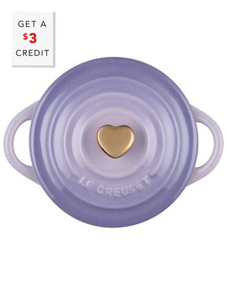 LE CREUSET Mini Provence Round Cocotte With Gold Heart Knob With $3 Credit
