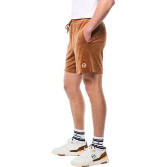 Sergio Tacchini Bandiera Debossed Velour Short in Sugar Almond at Nordstrom, Size Xxx-Large