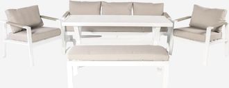 Kactus Republic Conjunto de jard&iacute;n de 8 plazas de aluminio color blanco