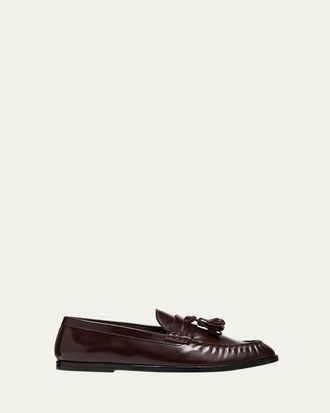 The Row Calfskin Tassel Boyfriend Loafers