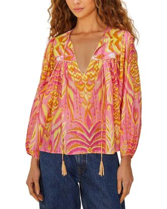 Farm Rio Farm Rio Pineapple Tapestry Pink Blouse
