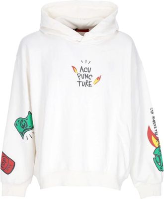 Acupuncture Witte Logo Hoodie Lichtgewicht Sweatshirt - Heren - Hoodies - Wit - XL - Katoen - Hoodies & sweatvesten