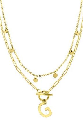Adornia Initial Pendant Layered Chain Necklace in Gold-G at Nordstrom Rack