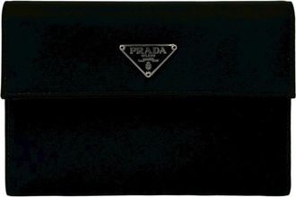 Prada Black Nylon Leather Wallet (Tri-Fold) (Pre-Owned)