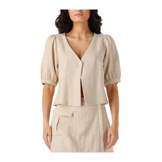 Another Label Kiek Shirt - Dames - Blouses & Shirts - Beige - Maat: M Katoen