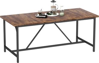 OEM Mesa De Comedor Rectangular Para 6-8 Personas Estilo Industrial Con Patas De Metal 180x80x75,5 Cm Marr&oacute;n R&uacute;stico