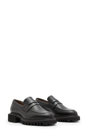 AllSaints Lola Lug Sole Penny Loafer in Black at Nordstrom, Size 9.5Us