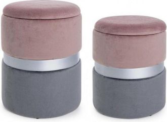 BIZZOTTO Bizzotto - Juego de dos pufs que se pueden abrir gris rosa gris moderno