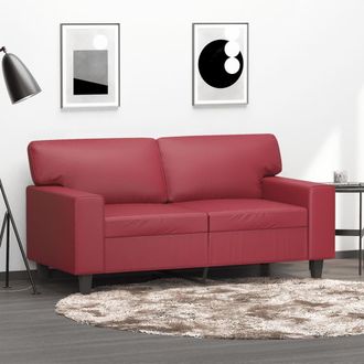 vidaXL Sof&aacute; De 2 Plazas De Cuero Sint&eacute;tico Rojo Tinto 120 Cm Vidaxl