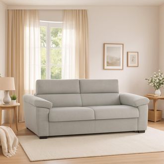 Dmora Sof&aacute; Cama 2 Plazas Seui, Desenfundable, Con Almacenaje Made In Italy, Apertura Abatible, 185x95 Cm Beige