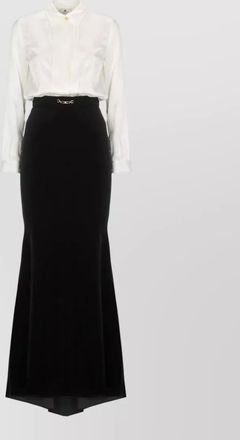 Elisabetta Franchi silk contrast-panel long-sleeve shirt dress